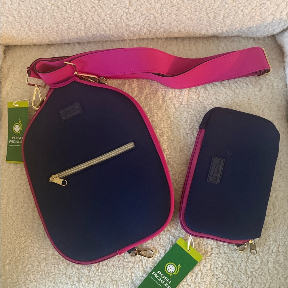 Navy and Pink Crossbody Bag Set